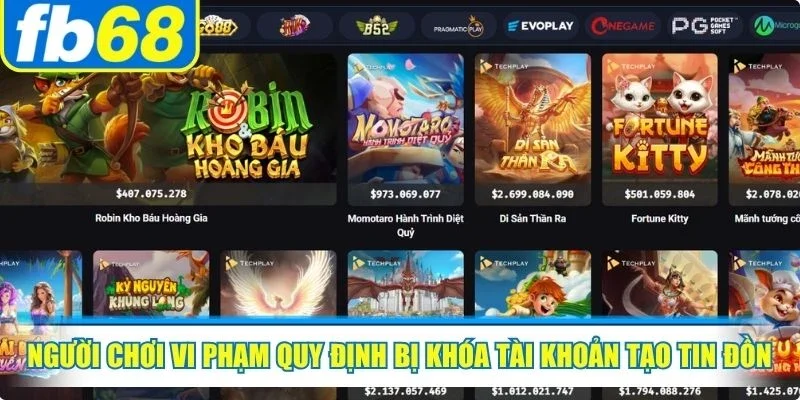Người chơi vi phạm quy định bị khóa tài khoản tạo tin đồn lừa đảo